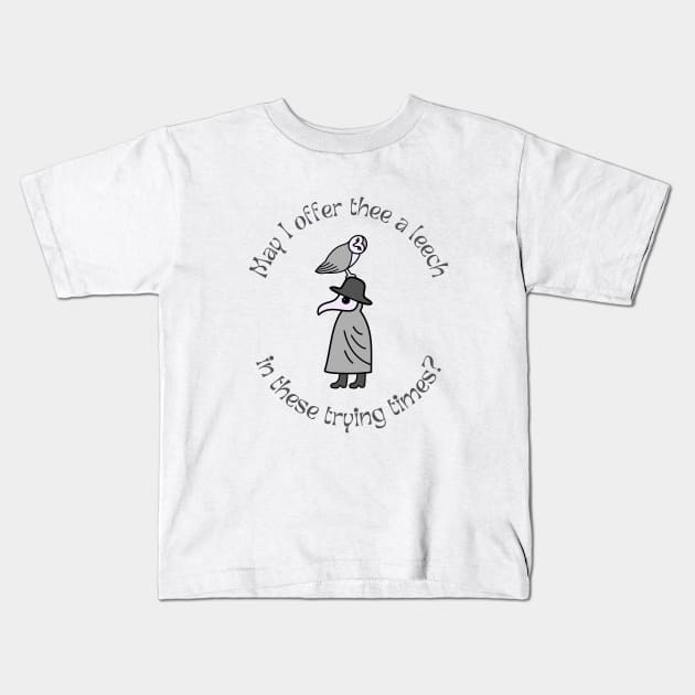 Cute Plague Doctor with an Owl Kids T-Shirt by Huge Potato